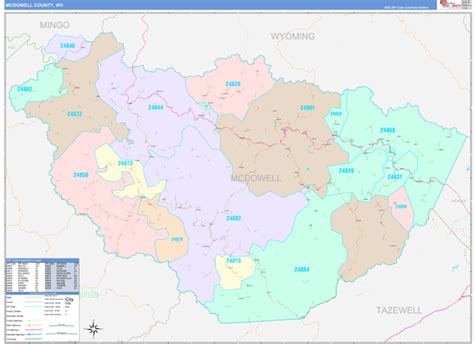 McDowell County, WV Wall Map Color Cast Style by MarketMAPS - MapSales