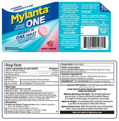 MYLANTA ONE ANTACID/ANTI-GAS- calcium carbonate, magnesium hydroxide ...