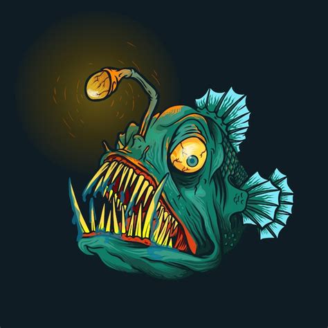 Premium Vector | Angry angler fish illustration