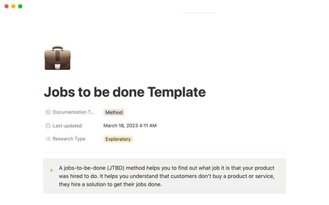 Jobs To Be Done Template Template by Odette Jansen | Notion Marketplace