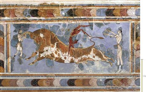 Bull Leaping Fresco- Minoan | Ancient paintings, Art history, Art