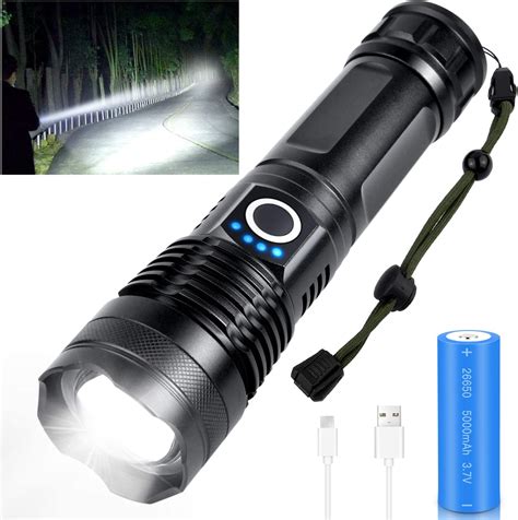 Rechargeable Led Flashlight High Lumens, 10000 High Lumens Super Bright ...