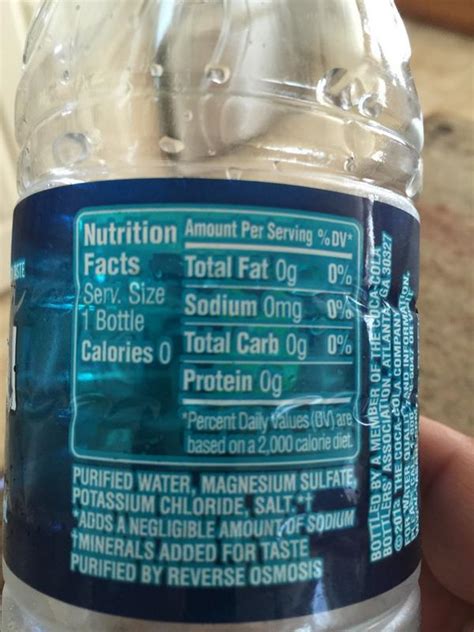 Dasani Water Bottle Label