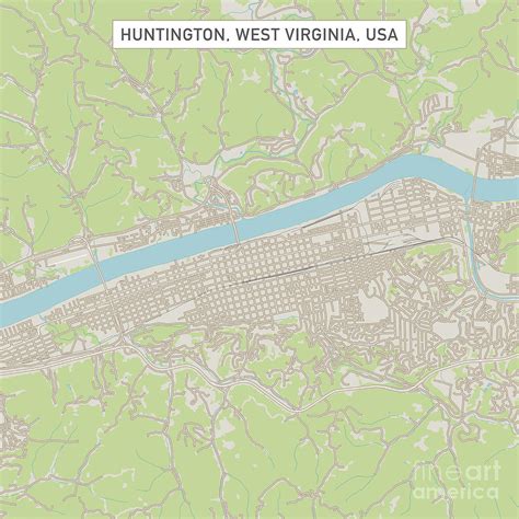 Huntington West Virginia US City Street Map Digital Art by Frank ...