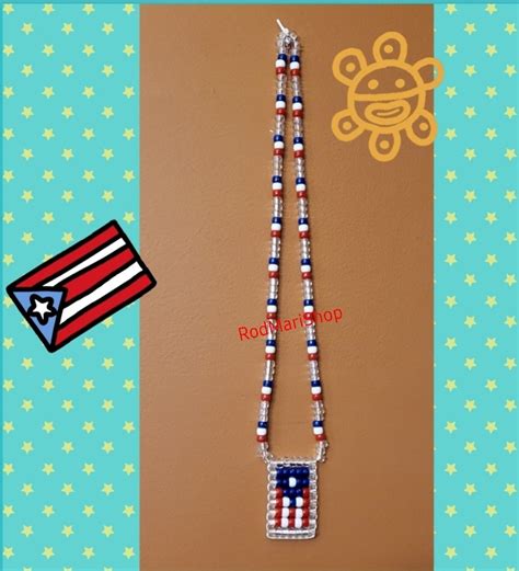 Puerto Rican Flag Beaded Necklace Handmade Boricua Puerto Rico Special ...