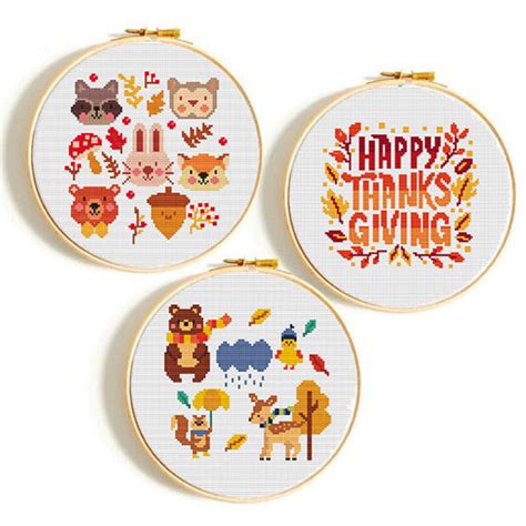 Fall Cross Stitchset of 3 Patterns Fall Cross Stitch - Etsy