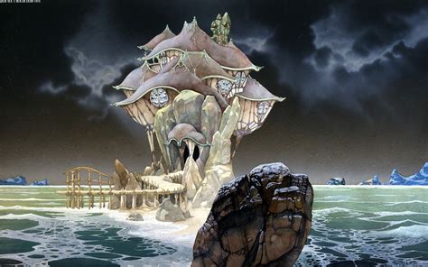 Painting of castle on sea wallpaper, Roger Dean, fantasy art, rock, sea ...