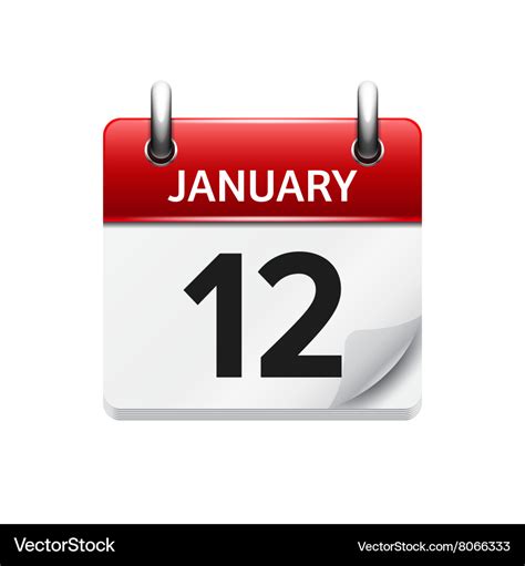 January 12 flat daily calendar icon date Vector Image