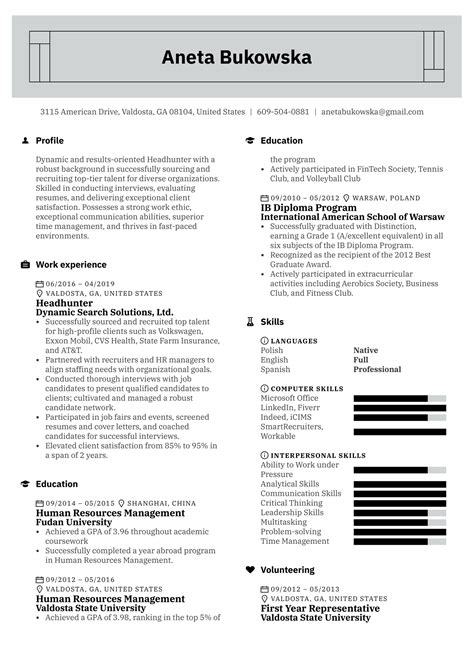 Headhunter Resume Example | Kickresume