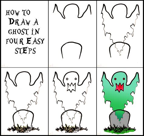 DARYL HOBSON ARTWORK: Halloween Art: How To Draw A Ghost (4 steps)