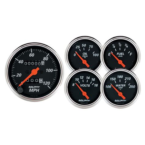 AutoMeter 1420 Designer Black 5 Piece Mechanical Gauge Kit