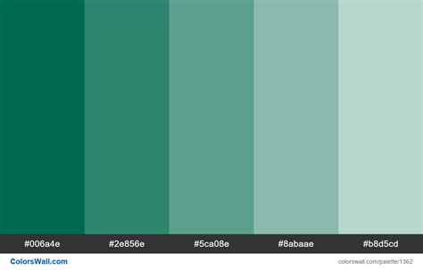 Bangladesh green color 5 tints. HEX colors #006a4e, #2e856e, #5ca08e ...