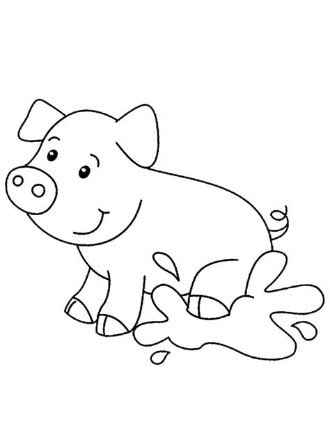 Pig in the mud Coloring Page - Funny Coloring Pages