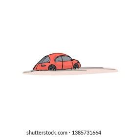 Car Red Drawing Vector Illustration Stock Vector (Royalty Free ...