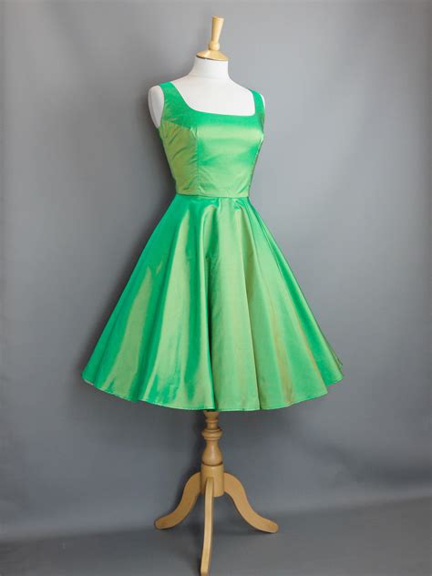 Jade Green Taffeta Isabella Swing Dress