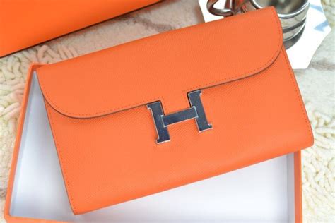 Hermes H Wallet Orange Silver