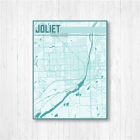 Joliet Illinois Street Map Print Joliet Illinois Street Map | Etsy