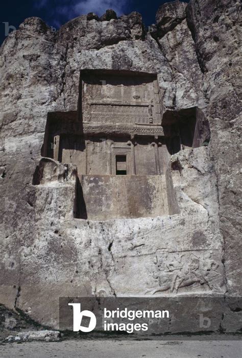 Image of Tomb of Darius II and Sassanid relief (jousting scene with