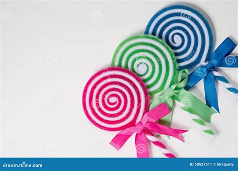 Three Bright Colored Lollipops Isolated On White Background Stock Photo ...