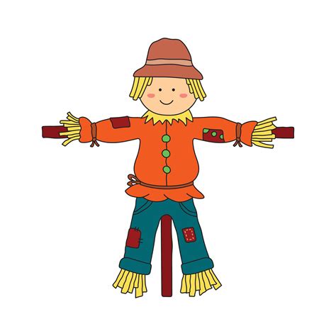 Kids drawing Cartoon Vector illustration cute scarecrow icon Isolated ...