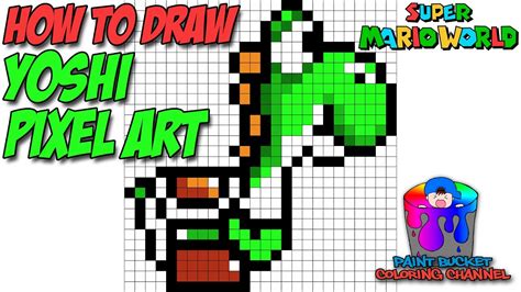 How to Draw Yoshi Pixel Art 16-Bit - Drawing Super Mario World Pixel ...