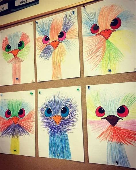 Coloured pencil emu | Elementary school art, School art projects ...