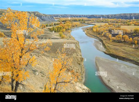 fall colors along the marias river near shelby, montana Stock Photo - Alamy