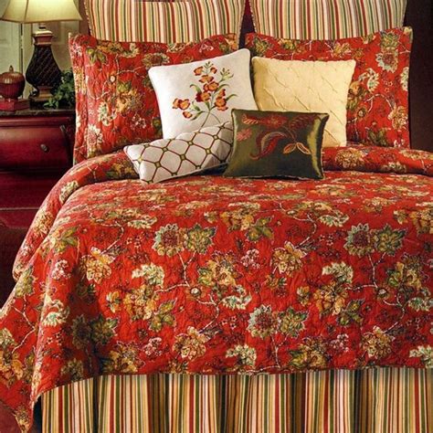 RED TOILE Full Queen QUILT : FRENCH COUNTRY FLORENTINE SAGE COMFORTER ...