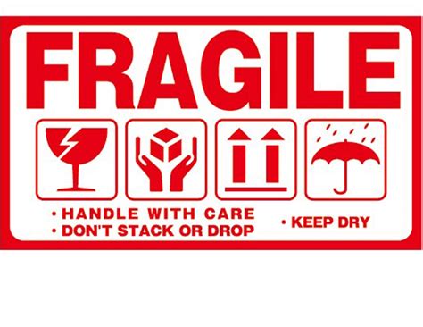 Red Large Fragile Handle with Care Keep Dry Upward Do Not Trample ...