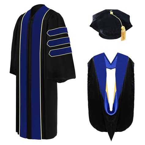 Deluxe PhD Doctoral Graduation Tam, Gown & Hood Package - PhD Blue ...