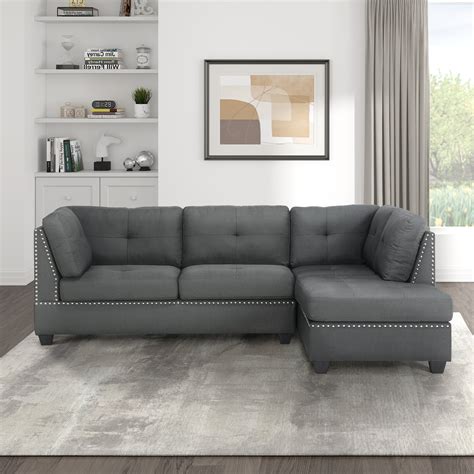 Lexicon Fabric Upholstered Sectional Sofa Chaise | Wayfair