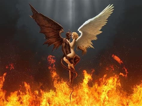 Angel and devil hugging each other digital wallpaper HD wallpaper ...