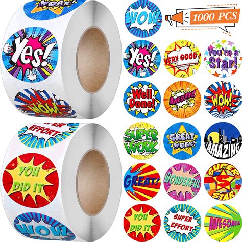 Buy 1000 Pieces Classroom Reward Stickers Student Praise Stickers ...