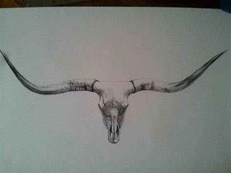 Longhorn skull drawing New clock? | Bull skull tattoos, Bull tattoos ...