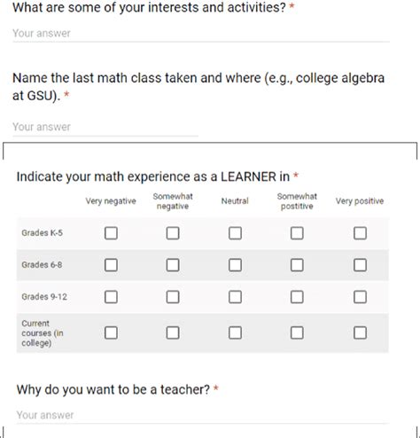 Part of a "Getting to Know You" Survey in Google Forms | Download ...