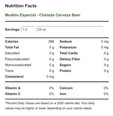 Modelo Brewed In Mexico, Chelada, Beer: Calories, Nutrition Analysis ...