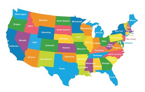 Map of USA regions: political and state map of USA