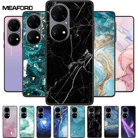 For Huawei P50 Pro Case P50 P50E Marble Soft Silicone Back Cover for ...