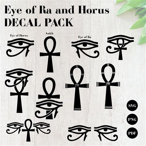 Eye of Ra & Horus Ankh SVG Symbol Bundle Pack Hieroglyphs Vector Egypt ...