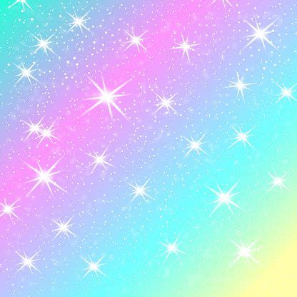 Unicorn rainbow background. Holographic sky in pastel color. Bright ...