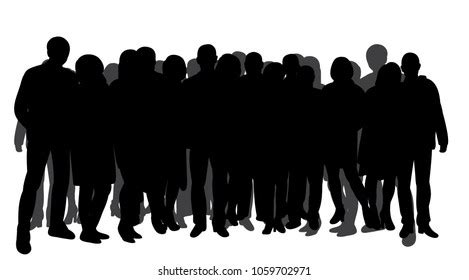 Vector Isolated Silhouette Crowd People On Stock Vector (Royalty Free ...