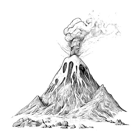 Premium Vector | Volcano spewing lava sketch hand drawn in doodle style ...