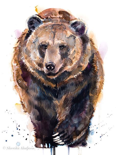 Brown Bear Watercolor Painting Print by Slaveika Aladjova - Etsy UK