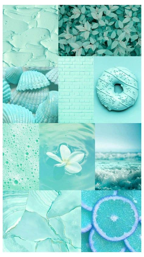 Download Blue Green Aesthetic Collage Donut Lemon Slice Wallpaper ...