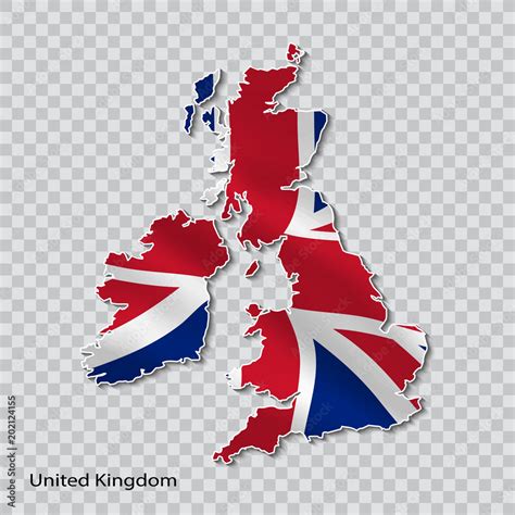 Map of united kingdom with a national flag on a transparent background ...