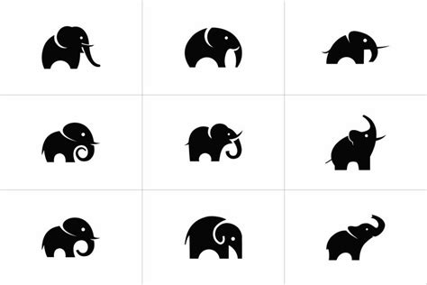 elephant silhouette collection logo vector animal