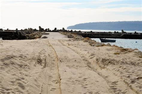 Covered With Sand Road On The Beach Stock Photo - Image: 48382535