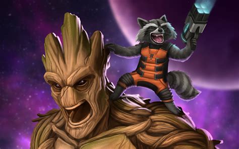 2880x1800 Groot And Rocket Raccoon Artwork 4k Macbook Pro Retina ,HD 4k ...