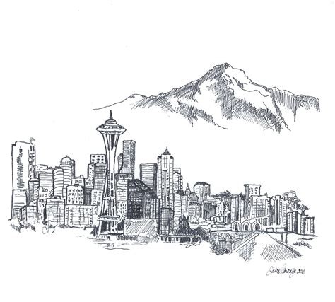 Seattle Skyline Sketch