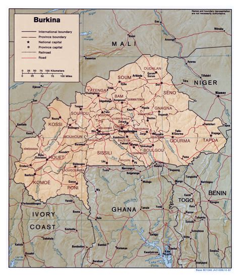 Large detailed political and administrative map of Burkina Faso with ...